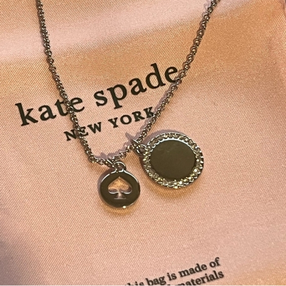 Kate Spade Pave Spade Pendant Necklace | Silver CZ | NWT - Picture 1 of 6